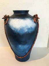 Kreativ -  kunst, gulv vase, med kobbersnor 