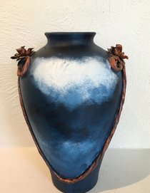 Kreativ -  kunst, gulv vase, med kobbersnor 